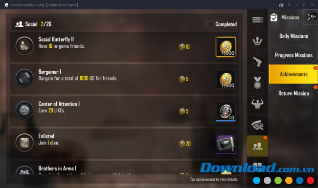 Phần thưởng BP khi hoàn thành chuỗi nhiệm vụ trong PUBG Mobile