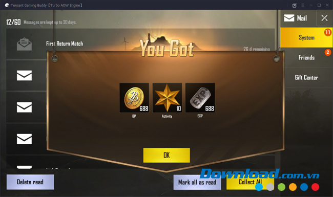 Nhận được Battle Point từ bạn bè trong game