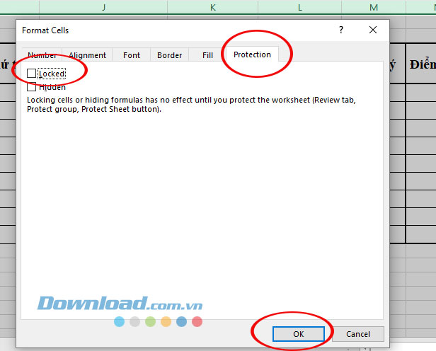 Bỏ khóa toàn bộ dữ liệu trong bảng tính hiện hành của Excel