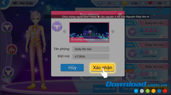 Xác nhận tạo phòng