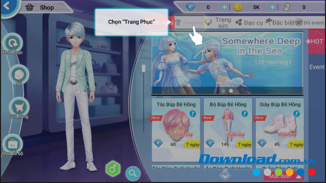 Chọn Trang phục cho nhân vật