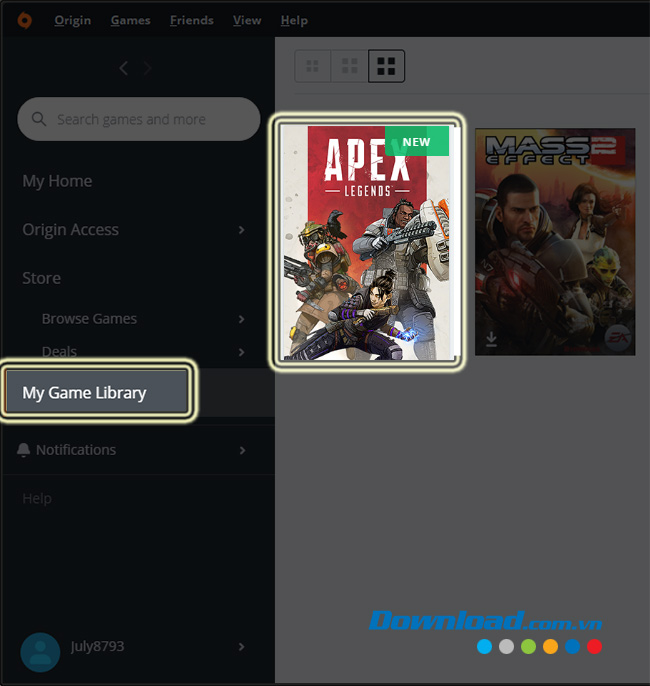 Khởi động Origin