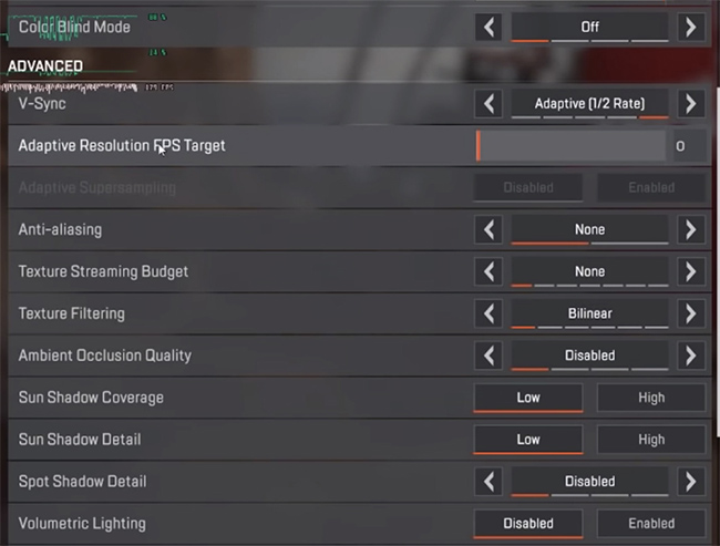 Điều chỉnh FPS chơi game Apex Legends