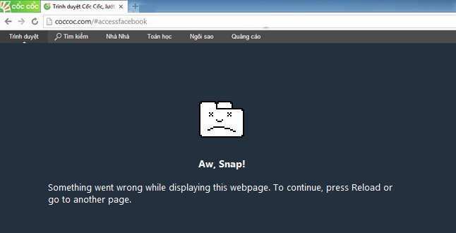 Lỗi Aw, Snap trên Cốc Cốc
