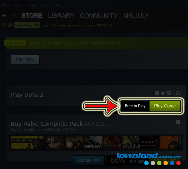 Chọn tiếp vào Play