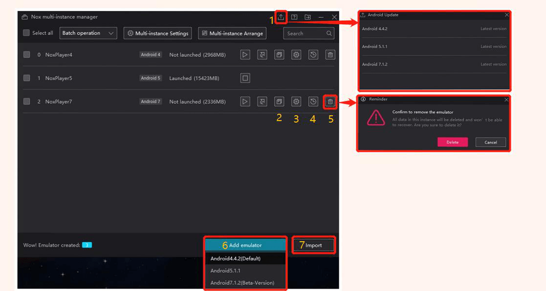 Điều chỉnh giao diện quản lý phiên bản của NoxPlayer