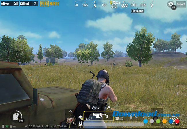 Màn hình chơi PUBG Mobile khi không dùng ngắm