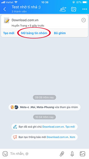 Thông tin nhóm chat