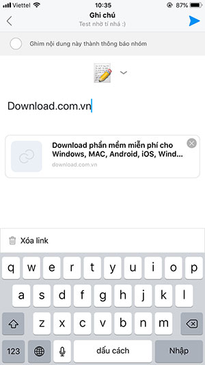 Giao diện ghi chú