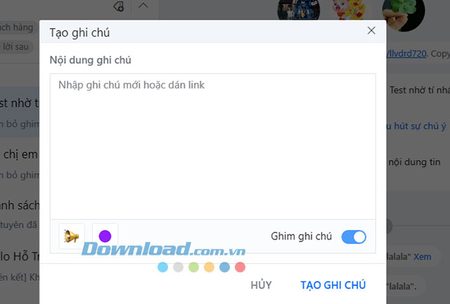 Nhập nội dung ghi chú nhóm