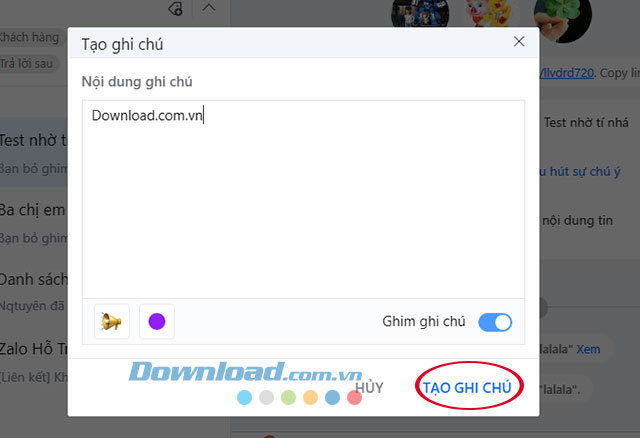 Hoàn tất ghi chú trên nhóm