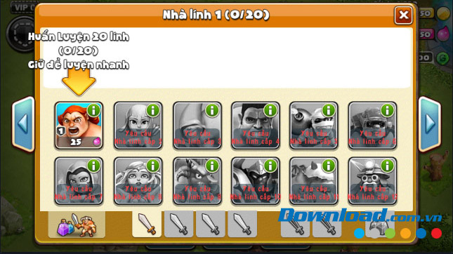 Chọn lính cần huấn luyện