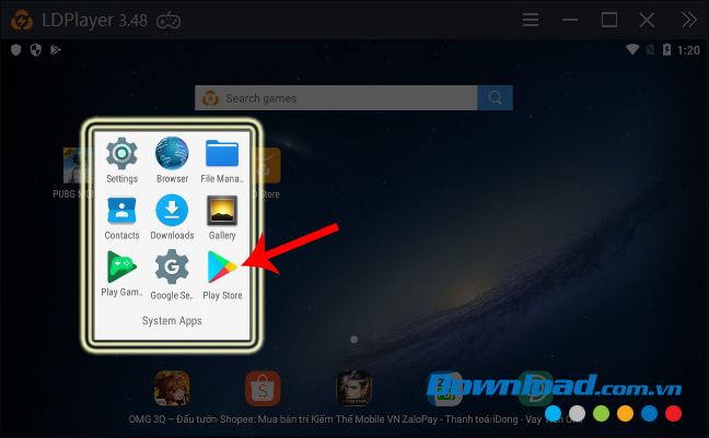 Chọn vào biểu tượng CH Play