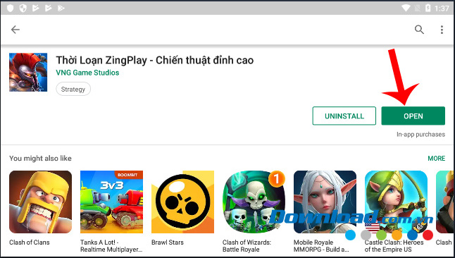 Nhấn vào Open để mở game