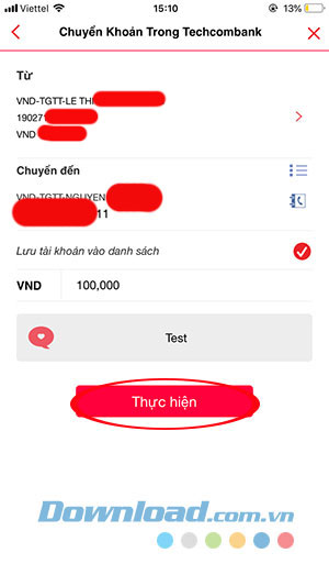 Thông tin chuyển tiền