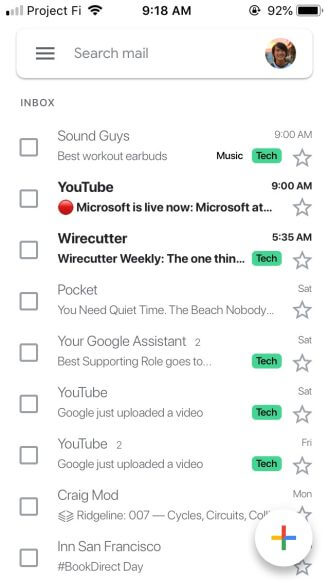 Giao diện Compact của Gmail cho iOS