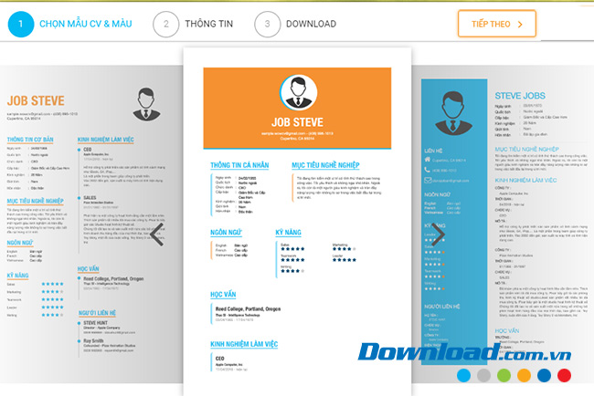 Các mẫu CV trên vietnamworks