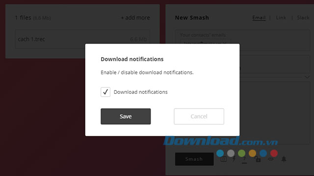 Nhận thông báo khi có người tải file chia sẻ