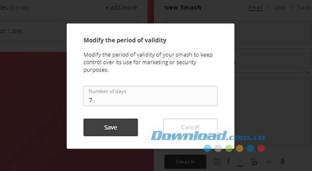 Số ngày để file tự hủy