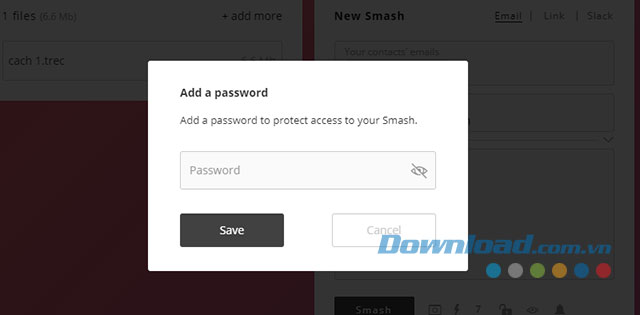 Nhập mật khẩu cho file chia sẻ