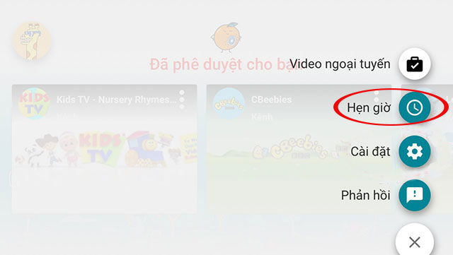 Hẹn giờ xem Youtube Kids