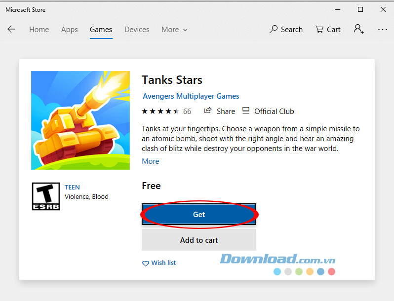 Đường dẫn game trên trang tải game của Microsoft Store