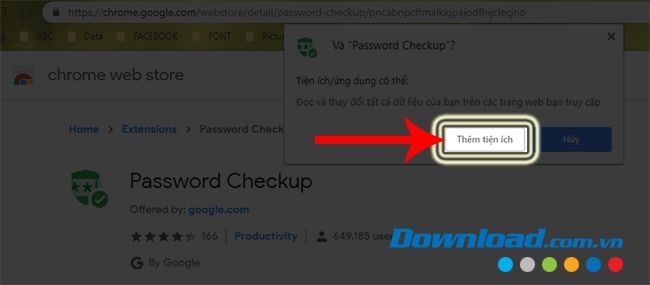 Xác nhận thêm Password Checkup vào Chrome