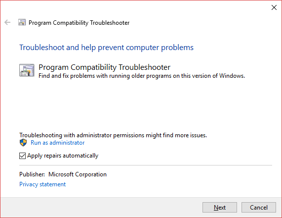 Chạy chương trình dưới quyền quản trị viên