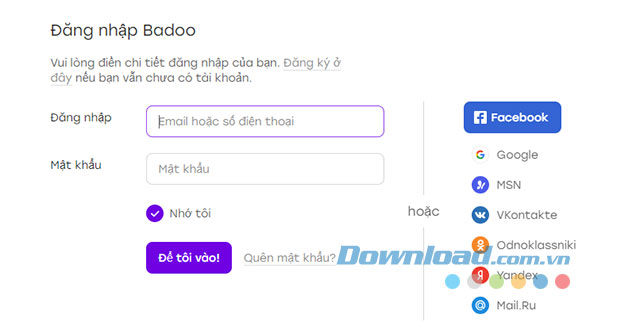 Đăng ký tài khoản Badoo