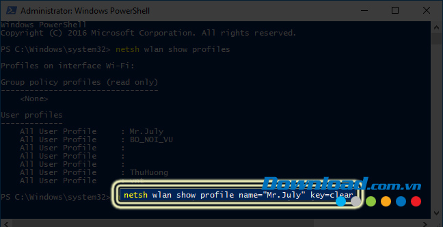 Nhập lệnh xem WiFi trên máy tính