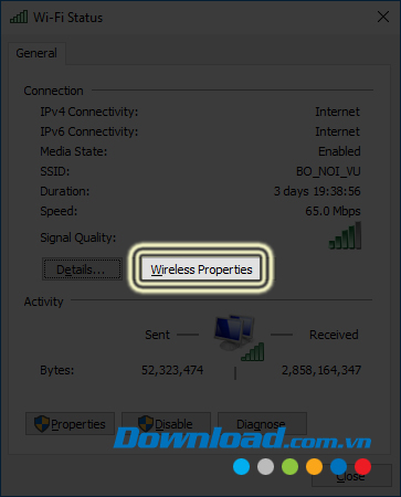 Chọn vào Properties
