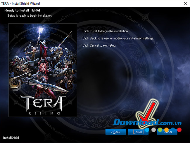 Click vào Install để cài đặt TERA