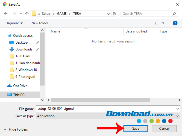 Chọn vị trí lưu file cài đặt TERA 