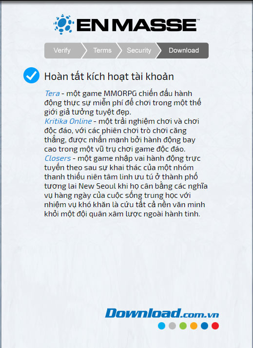 Đồng ý tạo tài khoản TERA