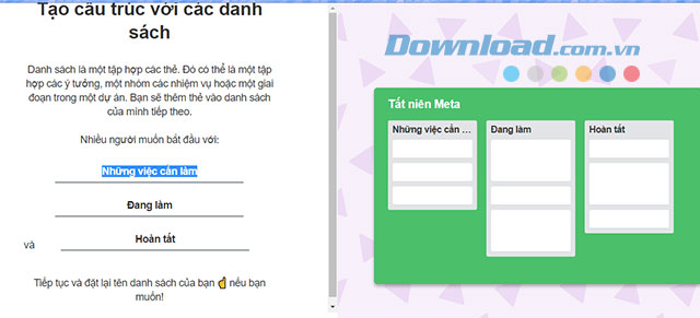 Tạo bảng kế hoạch cho người dùng mới