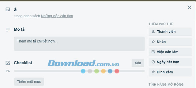 Chi tiết công việc đã tạo