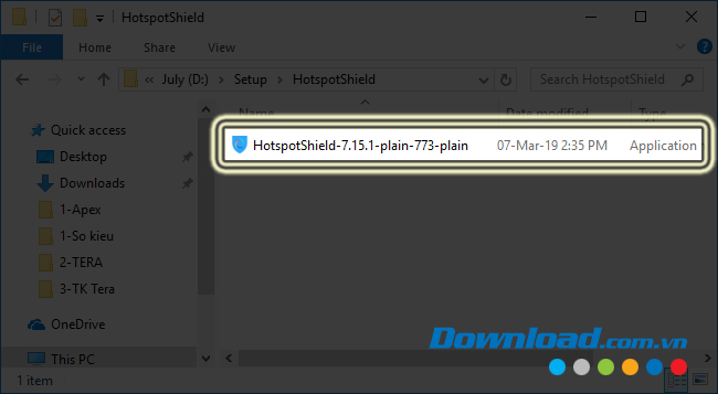 Click vào file cài đặt