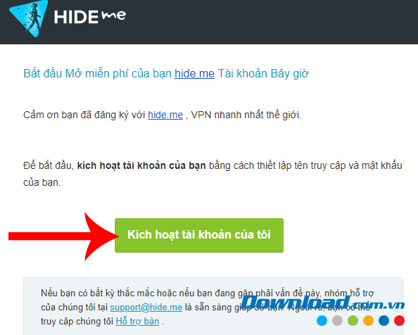 Kích hoạt tài khoản HIDEme