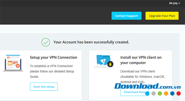 Đăng nhập thành công tài khoản HIDEme