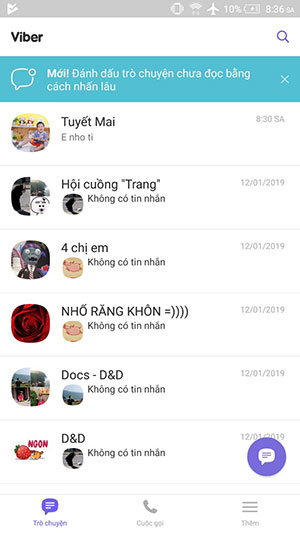 Giao diện chính Viber