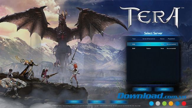 Giao diện đầu tiên của TERA 