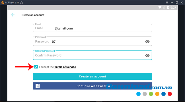Điền thông tin tài khoản