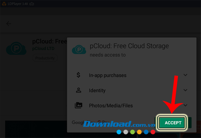 Chọn Accept để chấp nhận cài đặt