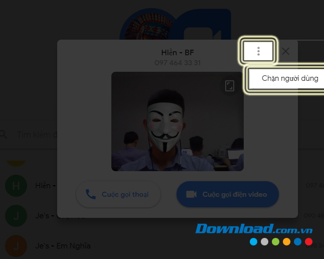 Chặn người gọi tới trên Google Duo