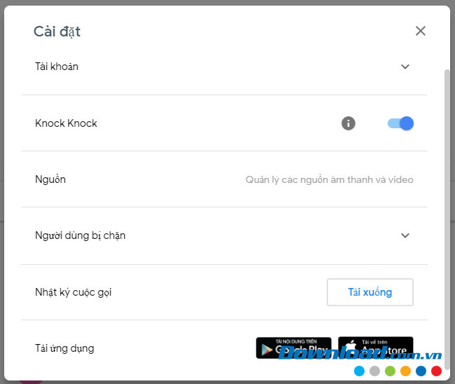 Cài đặt trong Google Duo