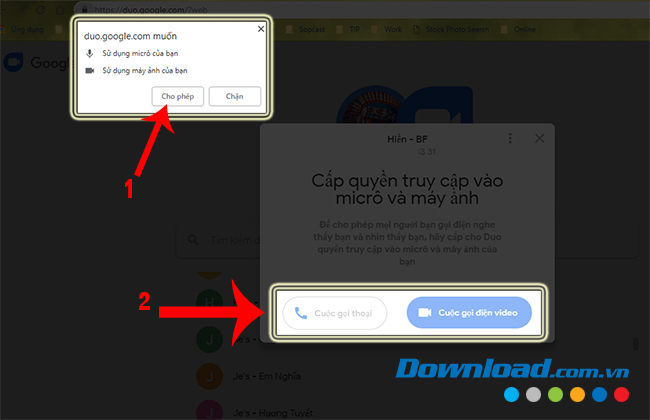 Thực hiện cuộc gọi miễn phí trên Google Duo
