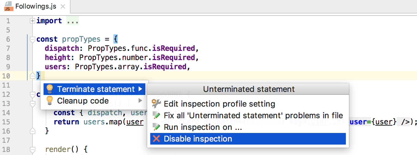 Tắt tính năng kiểm tra code