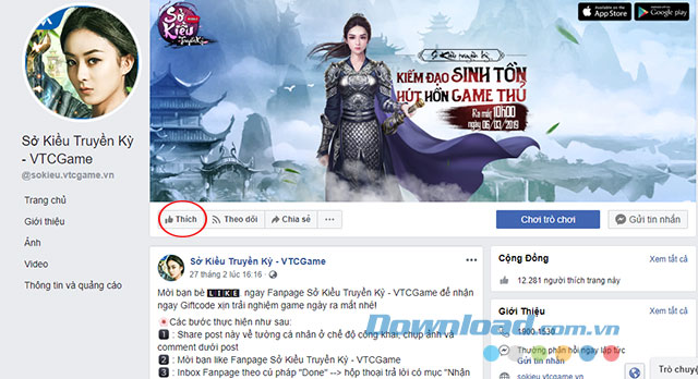Like fanpage Sở kiều truyện kỳ