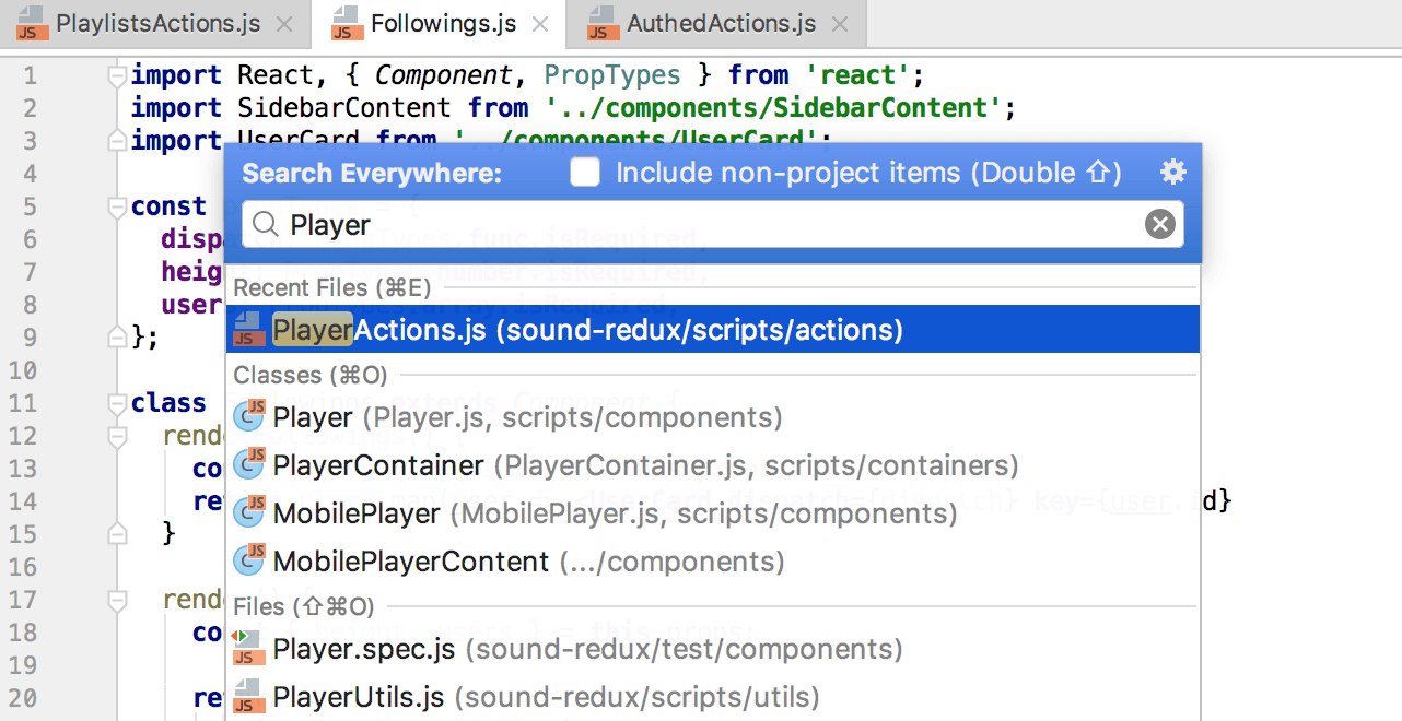 Tìm kiếm mọi thứ trong WebStorm