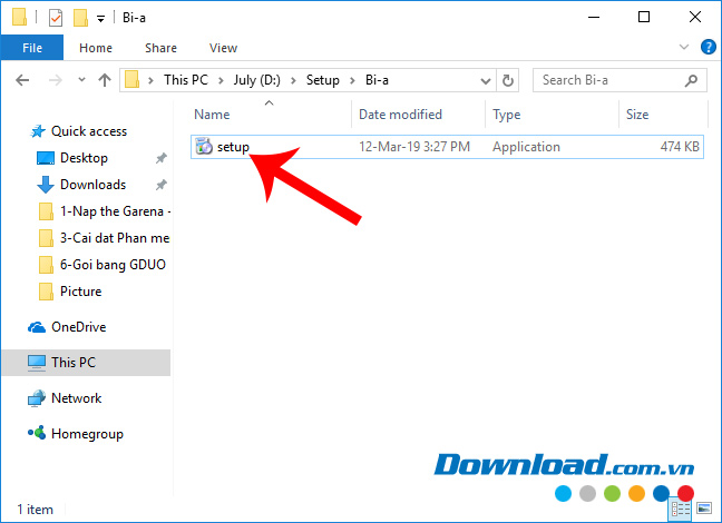Nhấn chuột trái vào file 